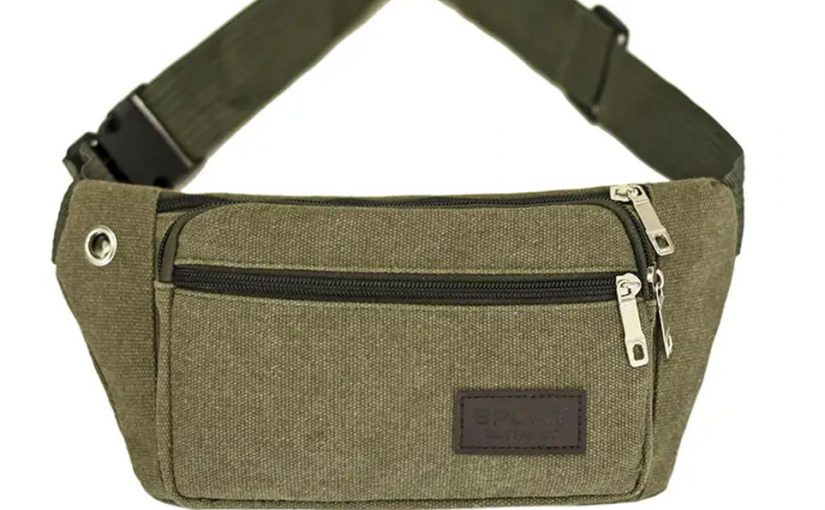 1pc Unisex Multifunctional Canvas Waist Bag Fanny Pack For Outdoor Activities ArmyGreen